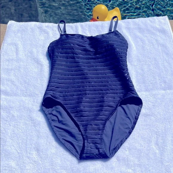 La Blanca Fluid Lines One Piece Swimsuit - NWOT Indigo Blue - Picture 4 of 13